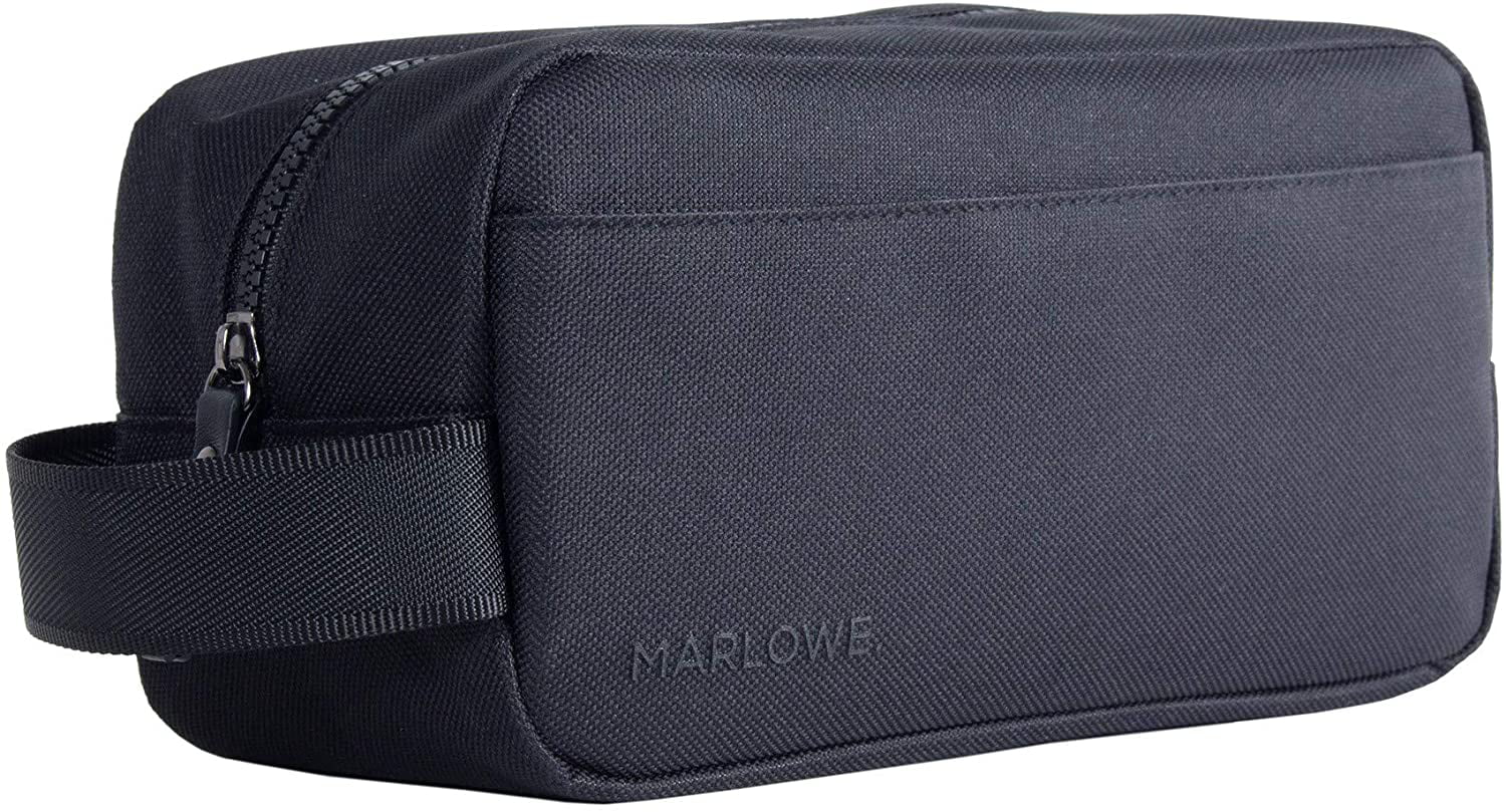 Lightweight Black Canvas Dopp Kit for Travel MARLOWE Gym Water-Resistant Organizer Bag Mens Toiletry Bag or Bathroom Use for Travel Shave Kit 