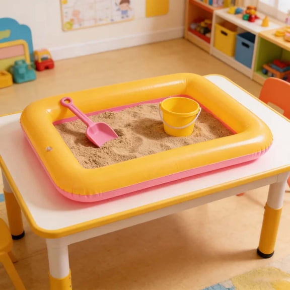 SHUAGNCR-Inflatable Play Tray, Children's Sandbox, Sensory Play Tray for Sand, Mud & Water, Easy to Use, Easy to Store Kids Sandpit (Yellow)
