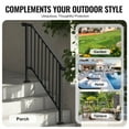 thumbnail image 7 of Strong Metal Outdoor Stair Handrail for 3-4 Steps, Arch Support Rail for Elderly and Safety, Easy No-Drill Installation, Black, 7 of 7