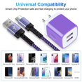 thumbnail image 4 of USB C Cable,USB A to USB C Cables 2pack 10ft FiveBox Nylon Braided 3A Fast Charging Cord Type C Charging Cable with 1pc Dual USB Wall Charger Block(Purple), 4 of 9