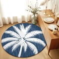 thumbnail image 3 of Dark Blue Palm Tree Round Living Room Rugs 8 ft, Summer Country Vintage Tropical Coastal Tree Leaf Washable Large Area Rug with Non-Slip Sturdy Edge Binding Round Carpet for Dining Room Kitchen, 3 of 9