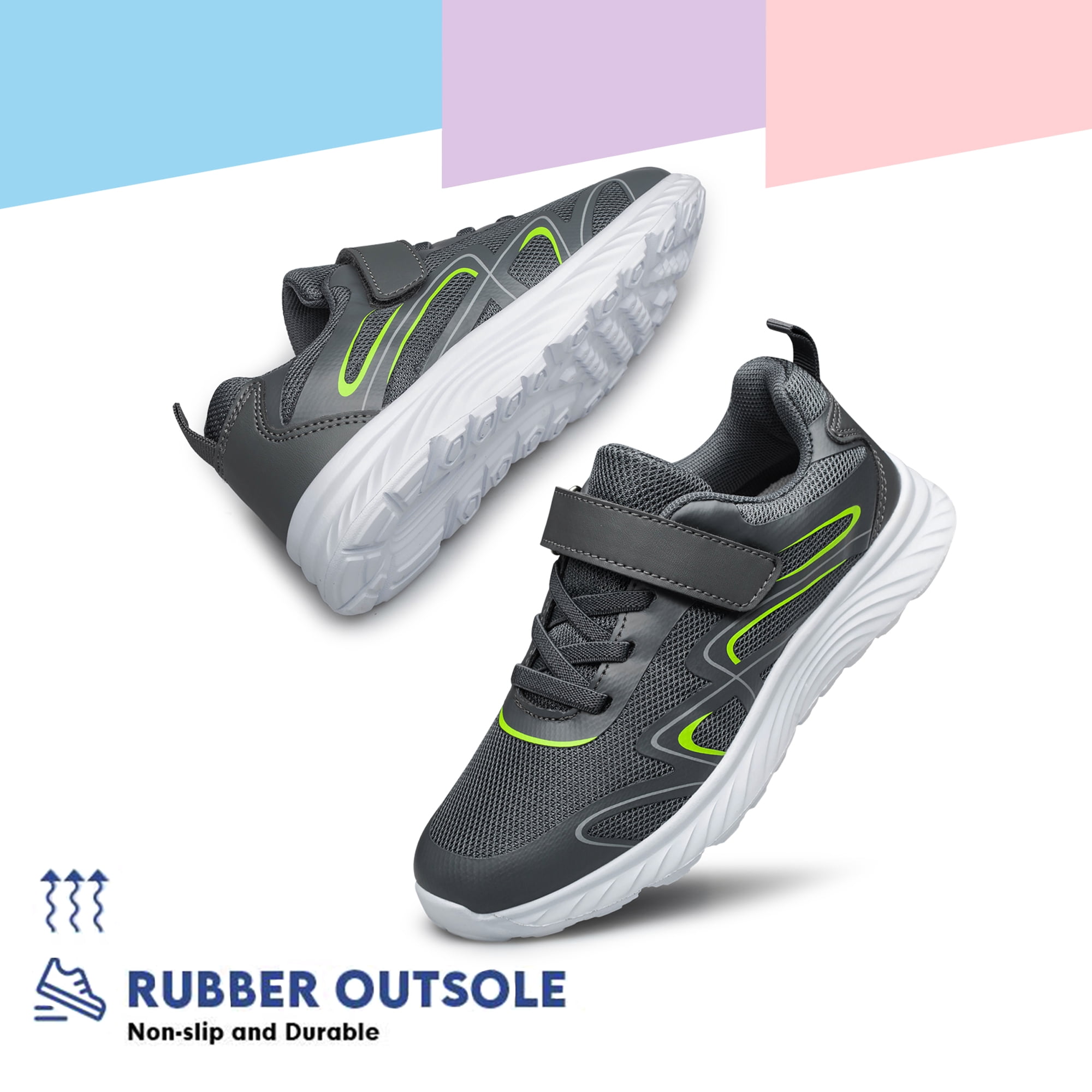 vibdiv Kids Shoes Sneakers Boys Tennis Running Shoes Breathable Lightweight Athletic for Boys and Girls Grey Little Kid Size 13