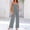 Gray, variant on Women Casual 1 Piece Jumpsuit Summer Smocked Top Adjustable Strap Jumper with Pocket Ruched Wide Leg Long Pant Playsuit, Black, M