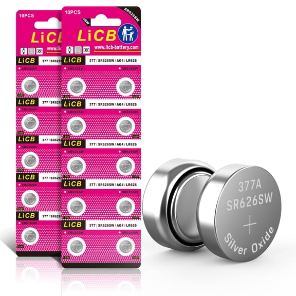 LiCB 20 Pack SR626SW 377 626 Watch Battery 1.5V Button Cell Batteries