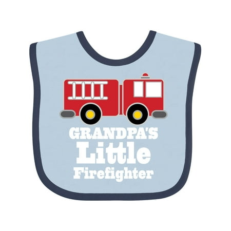 

Inktastic Grandpa Little Firefighter Boys Fire Truck Gift Baby Boy Bib