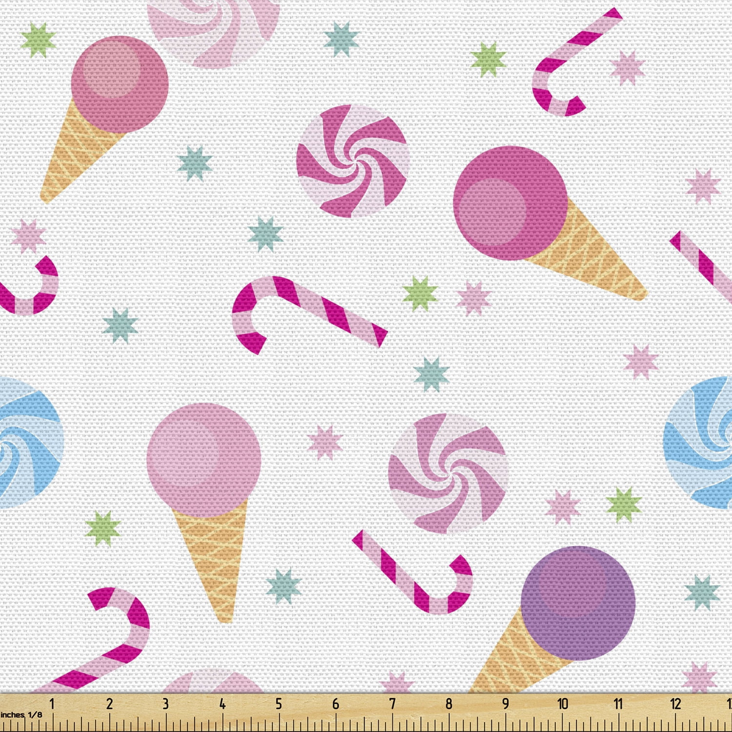 ice cream fabric by the yard sweets pattern with ice cream cones and candy stars design abstract desserts food decorative upholstery fabric for sofas and home accents multicolor by ambesonne walmart com