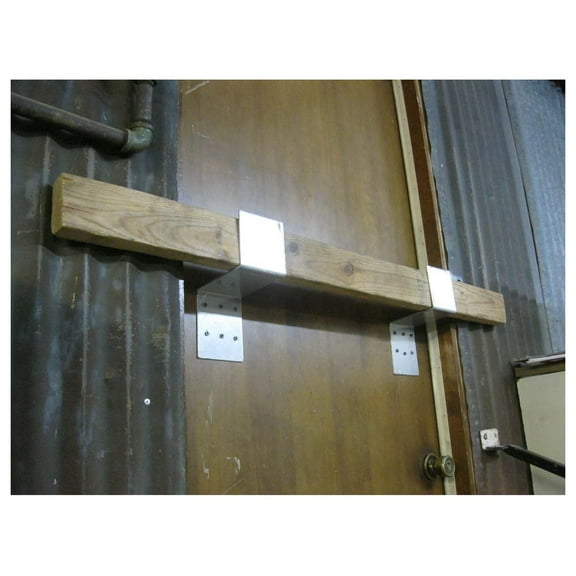 Security Door Reinforcement Drop Open Bar Holder Aluminum Barricade Lock Brackets 2 Pcs Fits 2x4 Boards 4" Wide 1 Pair 5" Distance Outswing Stopper Jammer for Home, Business, Shed, Gate, See-Safe