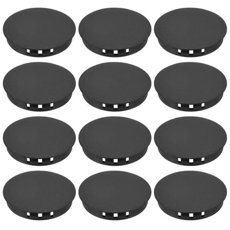 Uxcell 60mm/2-3/8" Plastic Hole Plugs, Flush Type Round Plug Snap in Locking Screw Hole Covers Black 12 Pcs
