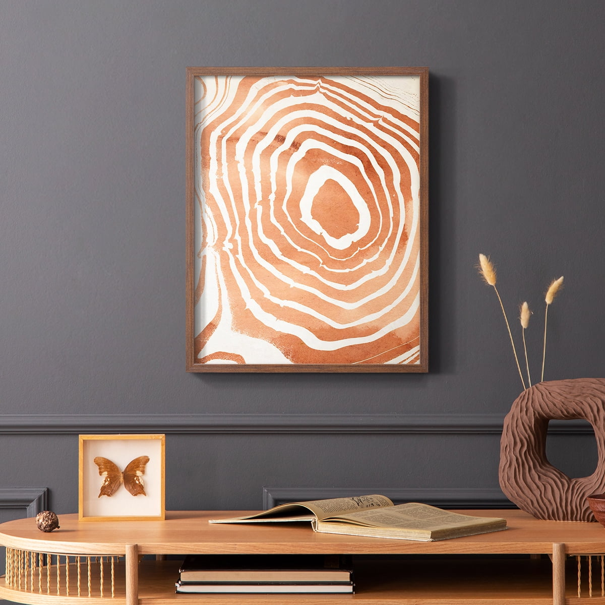 Wood Grain Suminagashi III Framed Print - Solid Wood in Single Picture Frame Solid Wood 2 Framed Print