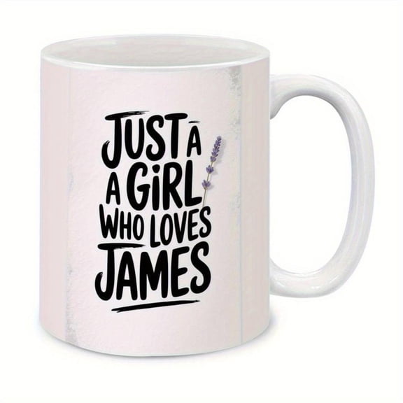 1pc Just a Girl Who Loves 11oz Ceramic Mug with Lavender Design White Decorative Coffee Cup Ideal Birthday Holiday Office Family Party Wedding Christmas Gifts