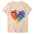 thumbnail image 4 of DeHolifer T-Shirts for Women Plus Size Daisy Butterfly Printed Summer Trendy Crewneck Short Sleeve Tee Tops Khaki L, 4 of 4