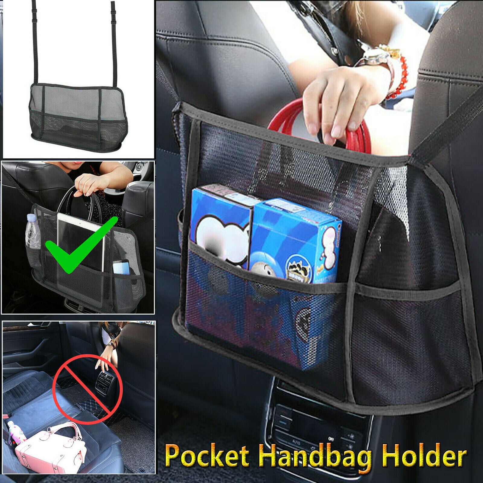 Advanced Car Net Pocket Handbag Holder Organizer Seat Side Storage Mesh Net Bag 