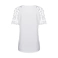thumbnail image 4 of Enwejyy Womens Summer Lace Stichting Short Sleeve V-Neck Floral Printed Pullover Basic T-Shirts, 4 of 4