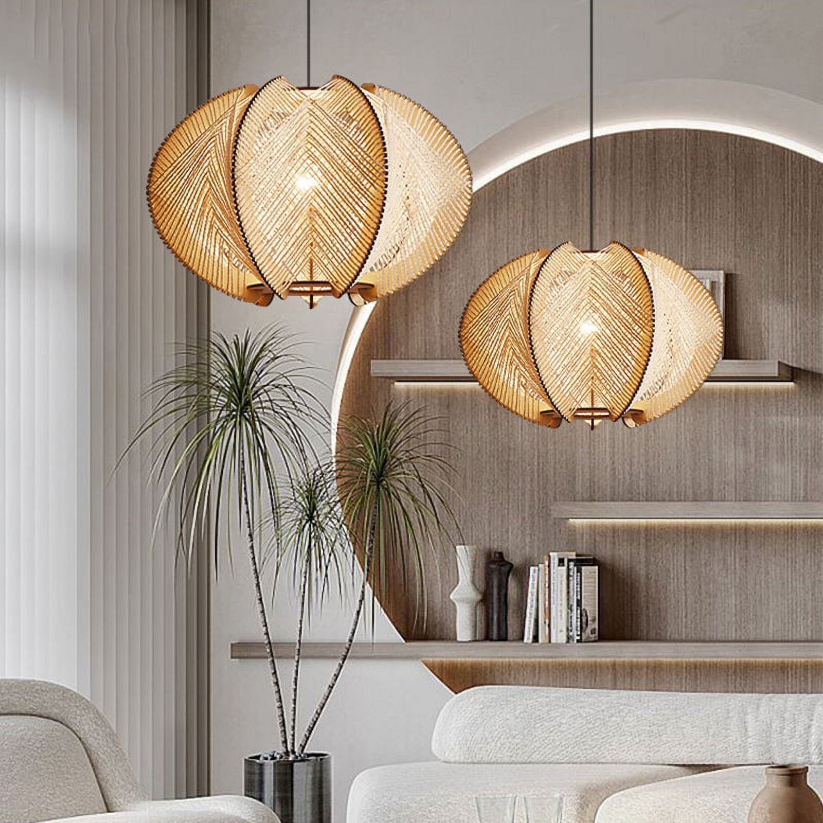 Lighting-Forest Hand-Woven Scandinavian Wood Pendant Light