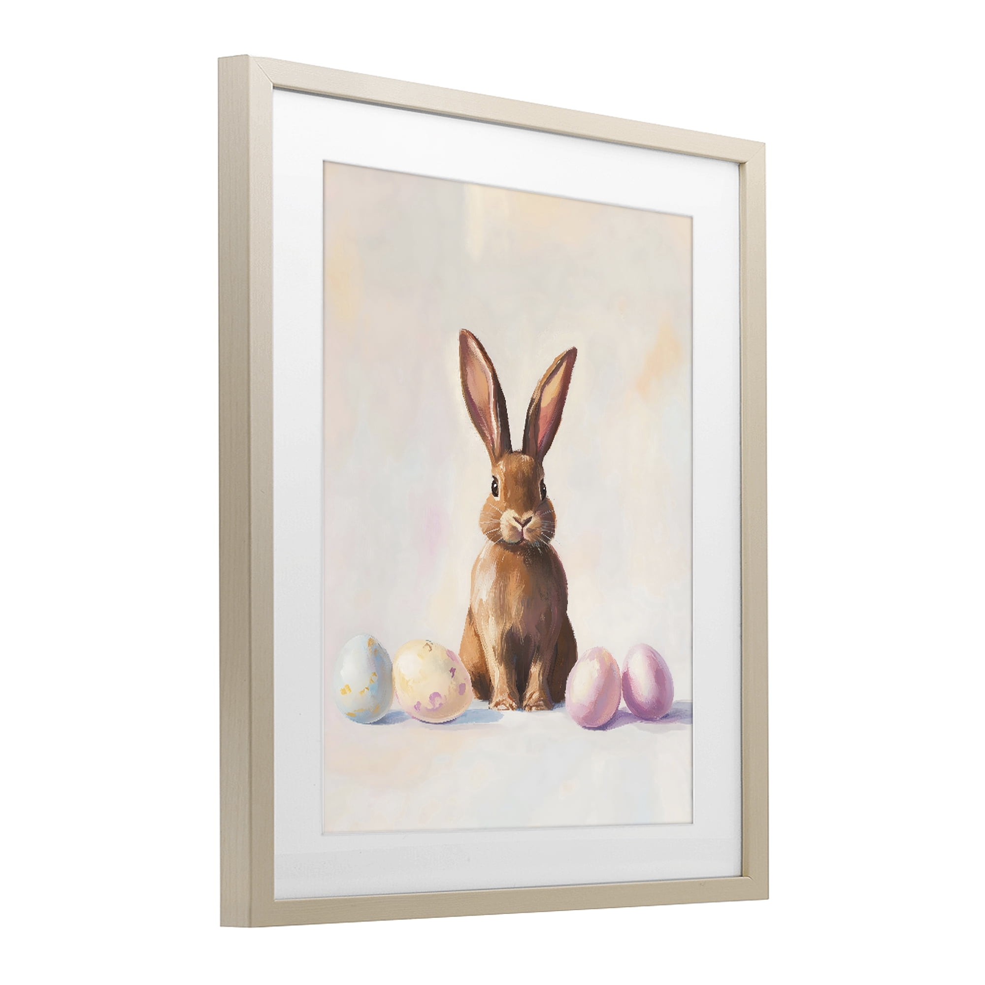 Stupell Industries Easter Bunny with Pastel Eggs Birch Framed Print Under Glass, design by The Prints Vibe