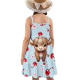 thumbnail image 2 of Uourmeti Cartoon Shark Print Little Girl Dresses Summer Spaghetti Strap Swing Dresses Kids Toddler Cute Cami Sundress A Line Tiered Midi Dress,5-6Y, 2 of 6