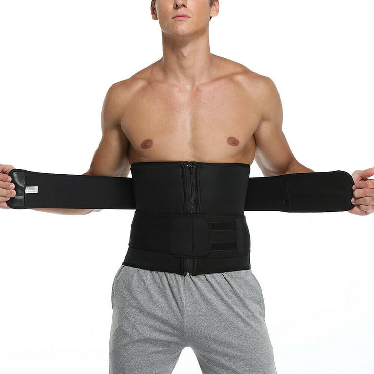 Men Sweat Sauna Waist Trimmer Sport Workout Fitness AB Belt with Adjustable  Double Straps Waist Trainer Neoprene Body Shaper Girdle 