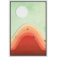 thumbnail image 3 of PixonSign Framed Wall Art Print Set Abstract Red and Orange Hill with Birds Geometric Wilderness Digital Art Modern Art Farmhouse/Country Boho Decor for Living Room, Bedroom - 24"x36" White, 3 of 5