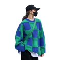 thumbnail image 5 of Suéter grueso de cuadros de invierno para mujer, suéter de punto flocado de manga larga holgado coreano elegante a la moda, 5 of 5