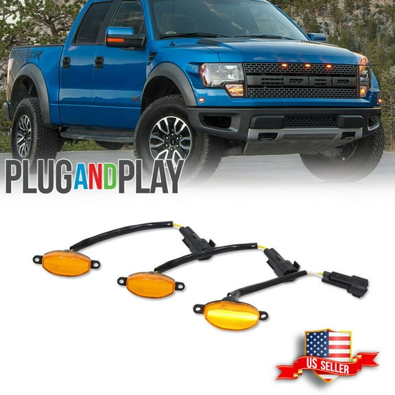 GTINTHEBOX 3x LED Front Grille Running Light DRL Kit For 2010-14 & 2017-up Ford F150 Raptor