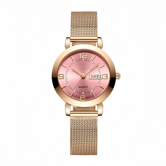 Women's Watch with Stainless Steel Strap, Calendar and Luminous Light
