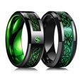 thumbnail image 2 of Anillos de dragón celta de boda de tungsteno negro de moda para hombres con incrustaciones de circón verde Punk hombres de acero inoxidable anillo de fibra de carbono verde Tan Jianjun unisex, 2 of 2