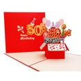thumbnail image 1 of iGifts and Cards Happy 50th Red Birthday Party Box 3D Pop up Greeting Card – Fifty, Awesome, 1 of 7
