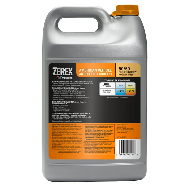Zerex American Vehicle Antifreeze Coolant 50/50 Ready-to-Use 1 Gallon - Walmart.com Zerex American Vehicle Antifreeze Coolant 50/50 Ready-to-Use 1 Gallon - Walmart.com