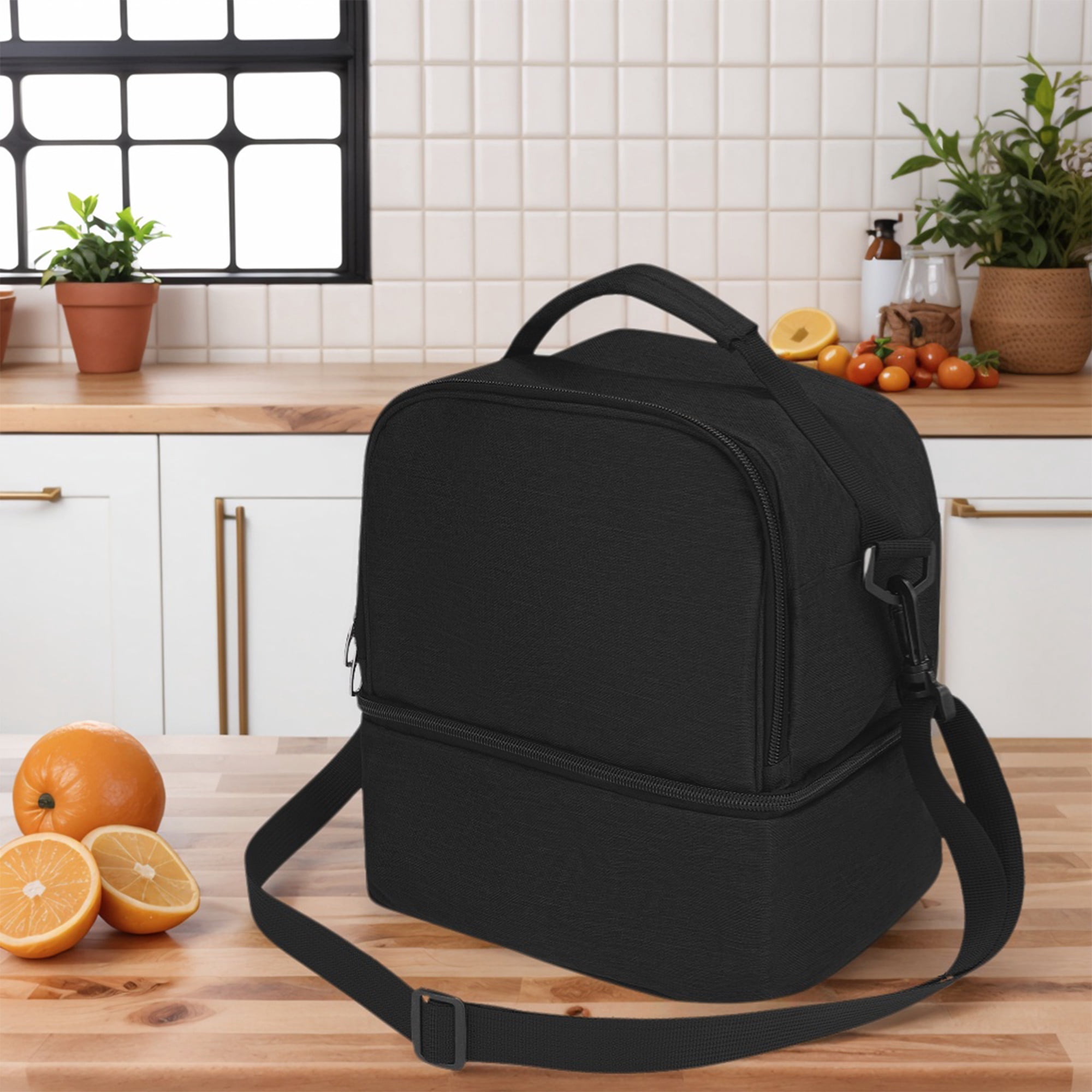 Unique Bargains Insulated Leakproof Lunch Bag for Office, Picnic Black