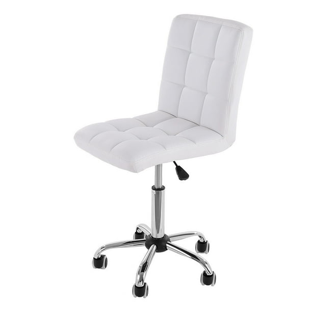 Bouanq White Desk Chairs With Wheels Modern Pu Leather Office Chair Midback Adjustable Home Computer Executive On 360 Swivel Com Bouanq White Desk Chairs With Wheels, White Computer Chairs Uk