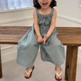 thumbnail image 6 of KAUOD Kids Girls Jumpsuit Ruffle Spaghetti Strap Overalls Wide Leg Loose Casual Romper Summer Cute Solid Bib Overall, 6 of 6