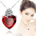 thumbnail image 3 of Necklaces Pendants 925 Silver Red Garnet Heart Pendant Necklace Valentine Gift, 3 of 3