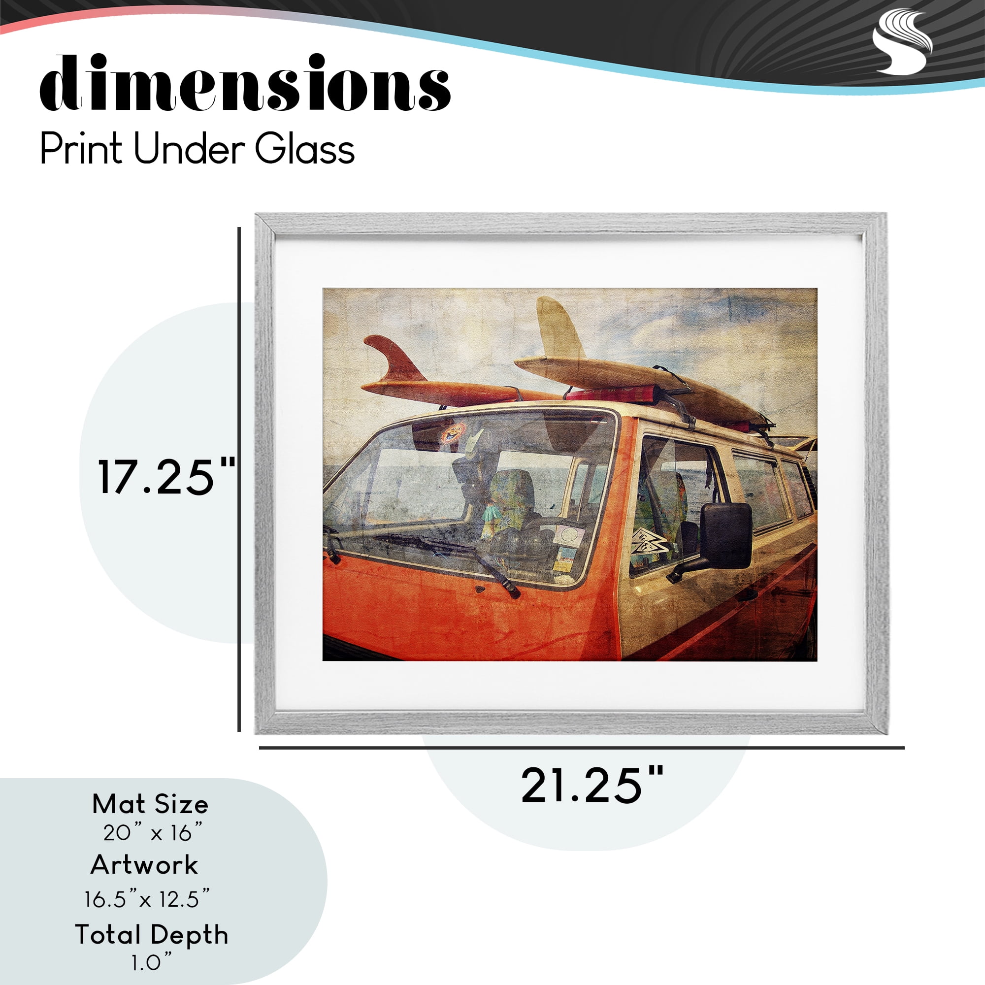 Stupell Industries Surf Bus Vintage Distressed Gray Framed Print Under Glass, design by Grotto Studios
