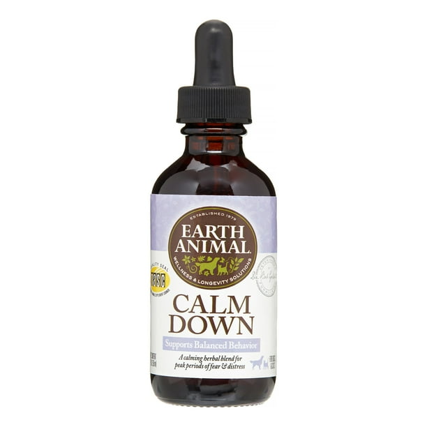 Earth Animal Calm Down Organic Herbal Dog & Cat Supplement, 2 Fl Oz
