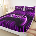 thumbnail image 3 of Feelyou Futuristic Gamepad Boys Twin Sheet Sets, Neon Purple Honeycomb Twin Fitted Sheet, Modern Video Game Flat Sheet, Microfiber Bedroom Decor, 3pcs, 3 of 7