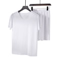 thumbnail image 2 of 2 Pcs/Set Men Pajamas Sets Solid Color O Neck Short Sleeve Elastic Summer Men Underwear for Sleeping, 2 of 7