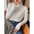 thumbnail image 2 of Suéteres de cuello alto de Cachemira suave para mujer, Jersey cálido de otoño e invierno, Tops ajustados, suéter de punto, Jersey liso para mujer, Tops, 2 of 4