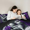 thumbnail image 5 of Castle Fairy Female Men Gothic Skeleton Bedding Comforter Set 2pcs,Purple Floral Rose Twin Comforter Sets Microfiber,Happy Valentine's Day Breathable Bedding Set,Ultra Soft Home Decor,Reversible, 5 of 8