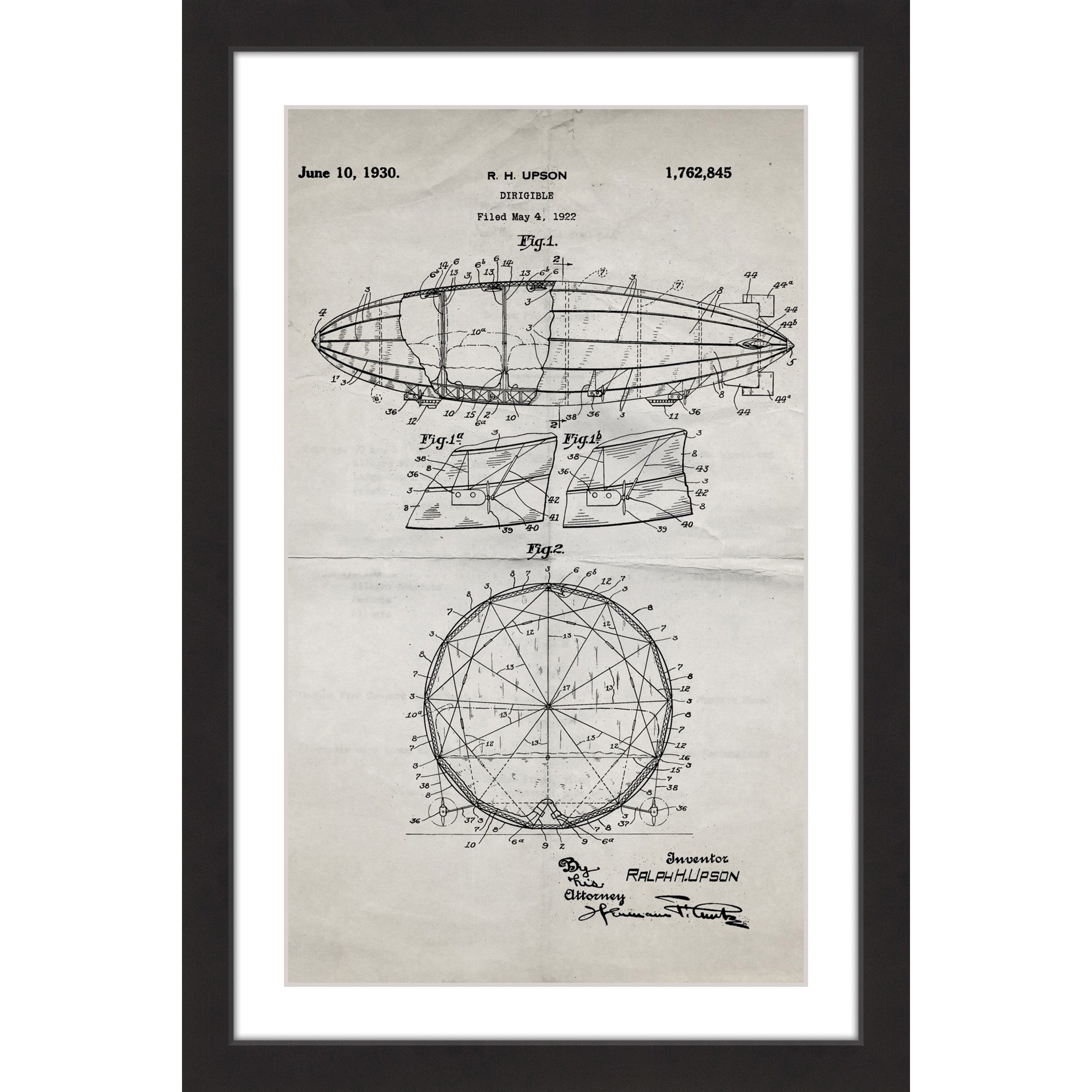 Marmont Hill - "Dirigible 1922 Old Paper" by Steve King Framed Painting Art Print
