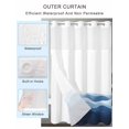thumbnail image 2 of No Hook Shower Curtain with Snap in Liner,Summer Navy Blue Gradient Water Ripple Waterproof Bath Curtain Double Layers with See Through Top Window,Abstract Geometric Hotel Shower Curtains 72x72in, 2 of 9