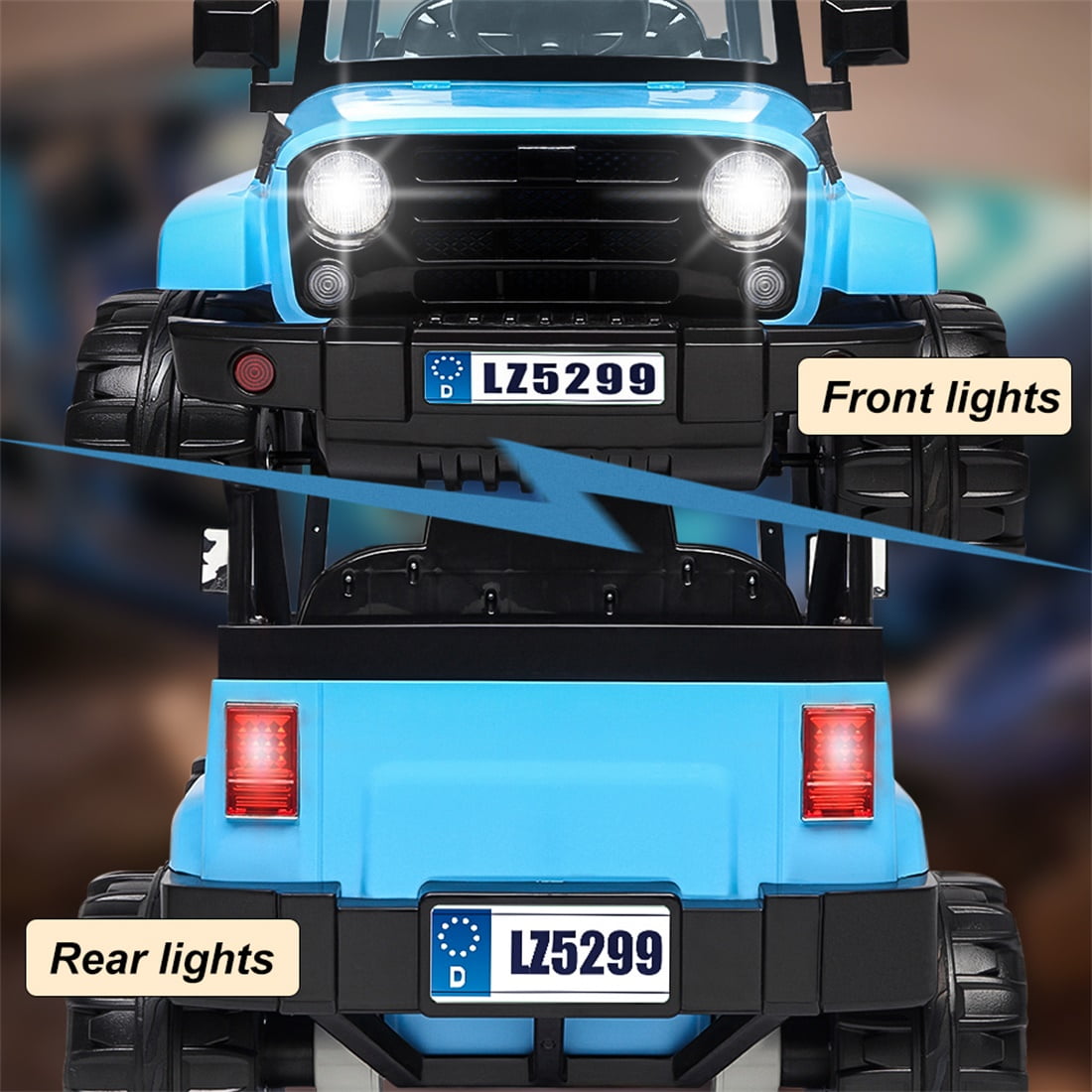 12V Kids Electric Car with Remote Control, Ride-On Toy for Boys/Girls, 4 Wheeler Electric Vehicle with 3 Speeds, LED Lights, MP3 Player, Blue