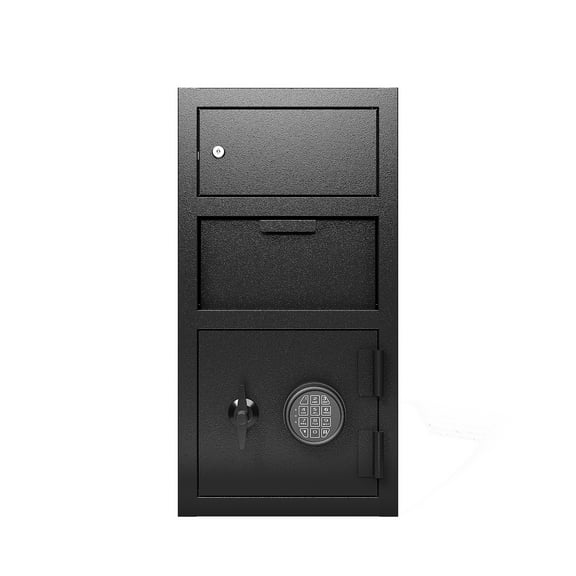 Carbon Steel Digital Depository Safe with Drop Slot and Dual Doors, Electronic Lock, for Home, Office, Hotel Use