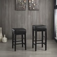 thumbnail image 3 of Lexicon 29 Inch Pub Height Wooden Bar Stool Leather Seat Barstool, Black, 3 of 3