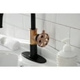 thumbnail image 4 of Kingston Brass KSD2237RX Belknap One-Handle Single-Hole Bathroom Faucet with Deck Plate and Push Pop-Up Drain, Matte Black/Rose Gold, 4 of 7