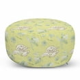 thumbnail image 1 of Funny Sloth Pouf Cover with Zipper, Sketch of Lazy Animal I Love Sloths Typography, Soft Decorative Fabric Unstuffed Case, 30" W X 17.3" L, Green Reseda Green, by Ambesonne, 1 of 5