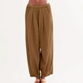 thumbnail image 2 of ZyeKqe Wide Leg Cotton Linen Pants for Women High Waisted Lounge Pants Casual Comfy Trousers, 2 of 9