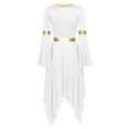 thumbnail image 4 of Haitryli Women Flared Sleeve Lyrical Liturgical Dance Dress Worship Costume White L, 4 of 7