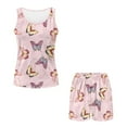 thumbnail image 4 of TSOVTHRID Pink Butterfly Print Pajama Set for Women Two-Piece Nightwear Sleeveless Sleepwear with Elastic Waist Short Pants Pjs Sets, Size 2XL, 4 of 7