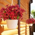 thumbnail image 3 of Sinhoon 8 Bundles Fake Flowers Outdoor Silk Flower UV Resistant Faux Flowers Shrubs Plastic Artificial Flower Outside Fake Plants for Hanging Planters Porch Home Window Spring Summer Decor(Deep Red), 3 of 12