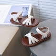 thumbnail image 5 of TOWED22 Girls Strappy Summer Sandals Open Toe Flats Dress Sandals Shoes Toddler/Little Kid/Big Kid（White,10.5）, 5 of 8